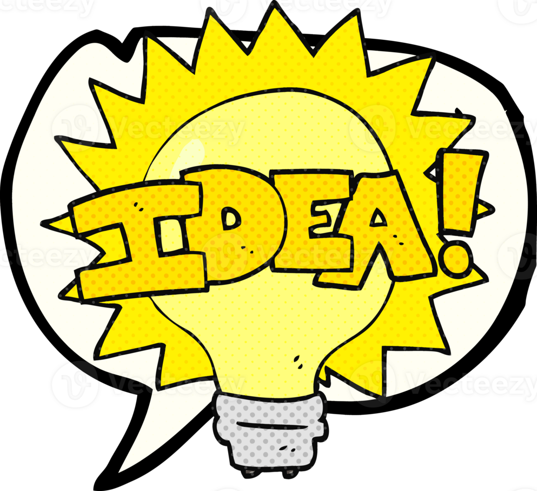 hand drawn comic book speech bubble cartoon idea light bulb symbol png