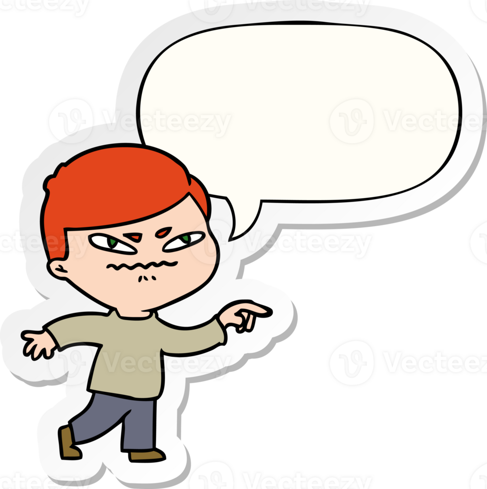 cartoon angry man pointing with speech bubble sticker png