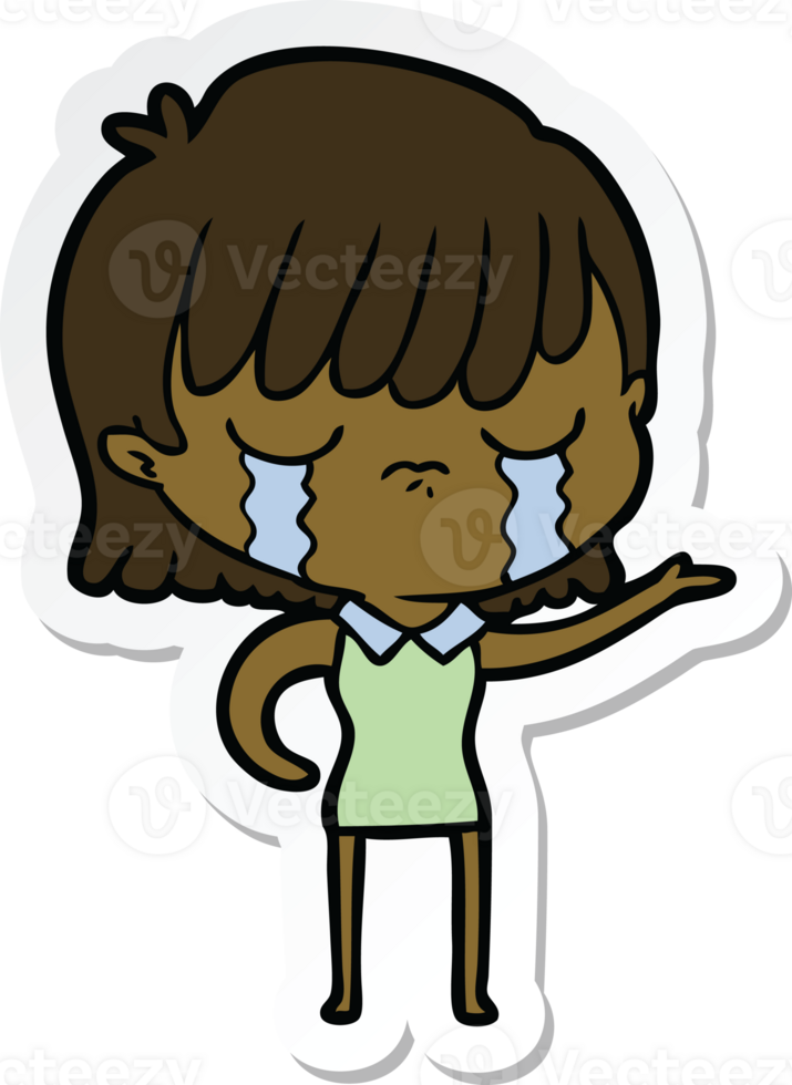sticker of a cartoon woman crying png