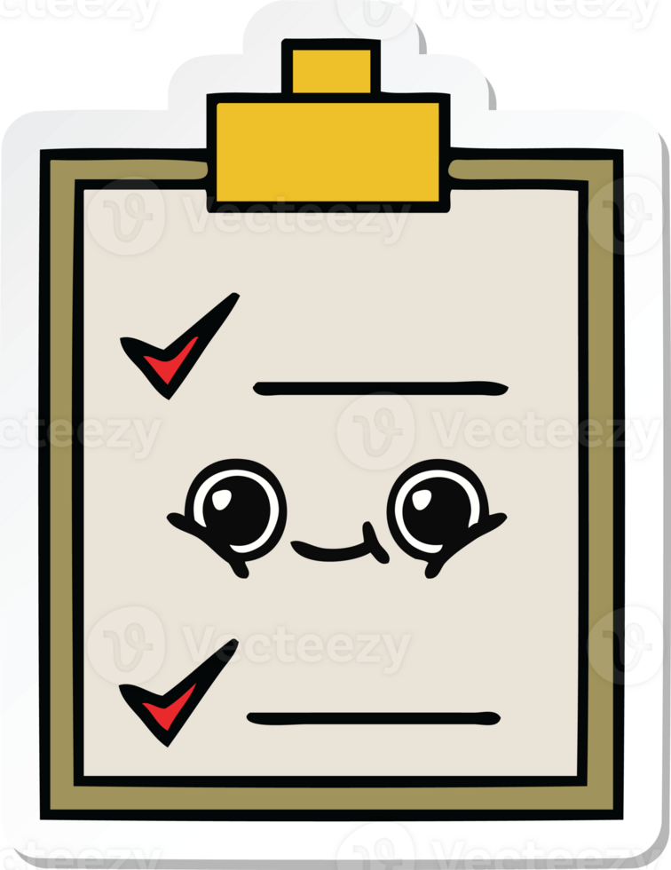 sticker of a cute cartoon check list png
