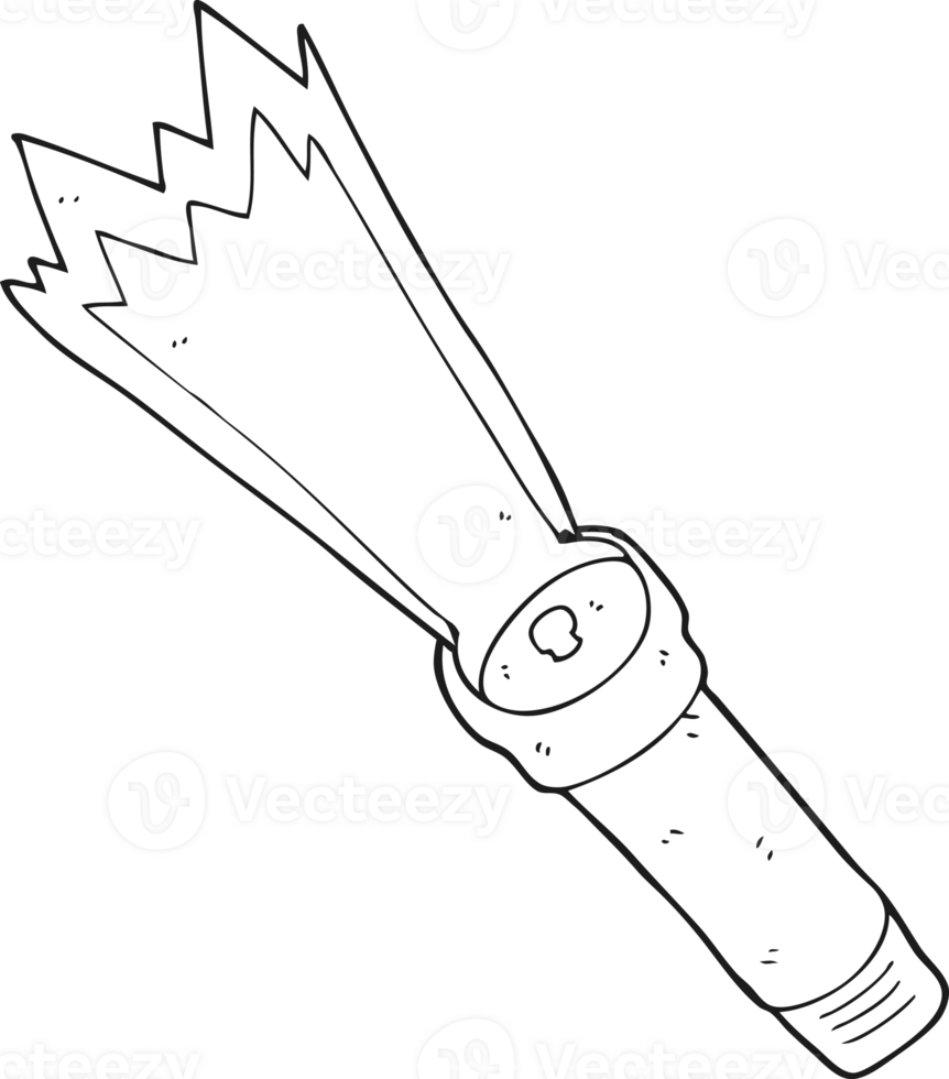 hand drawn black and white cartoon torch png