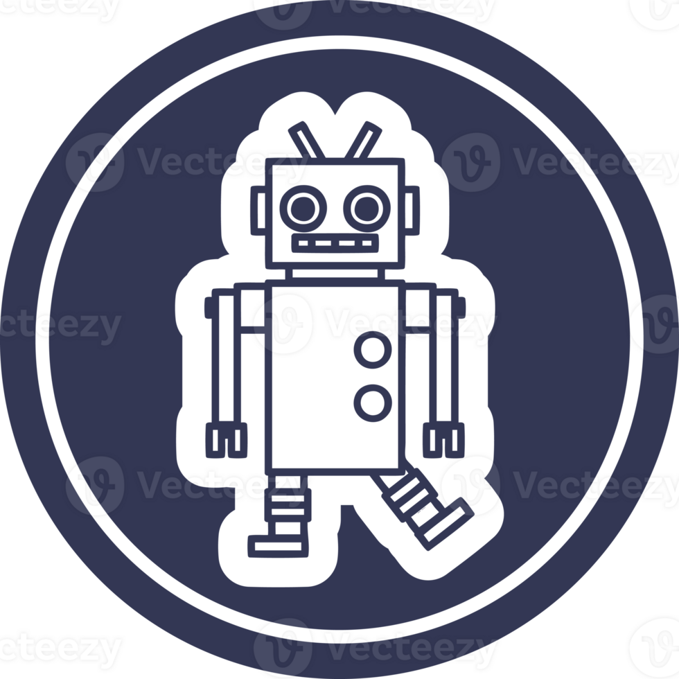 dancing robot circular icon symbol png