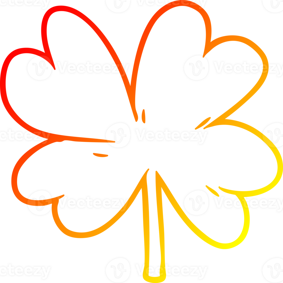 warm gradient line drawing of a cartoon four leaf clover png