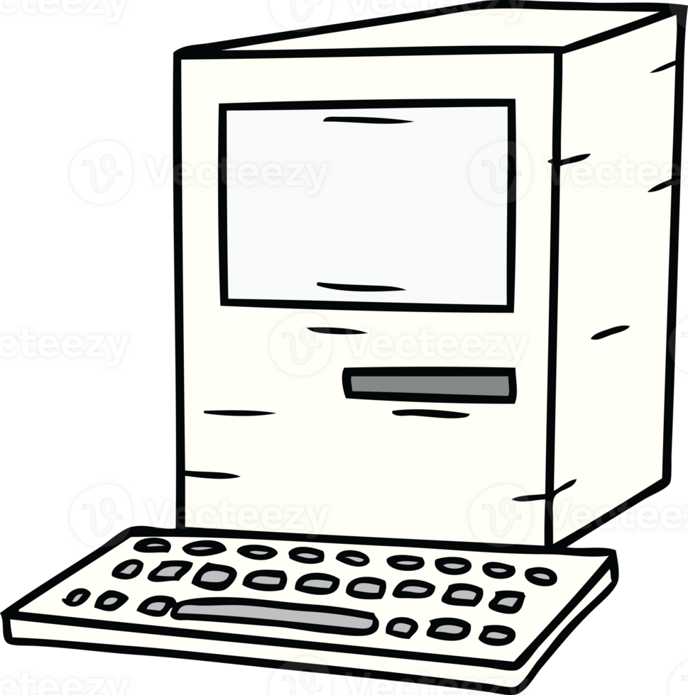 hand drawn cartoon doodle of a computer and keyboard png