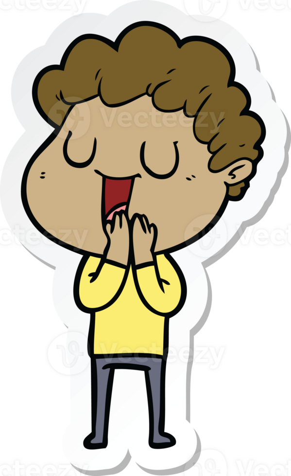 sticker of a laughing cartoon man png
