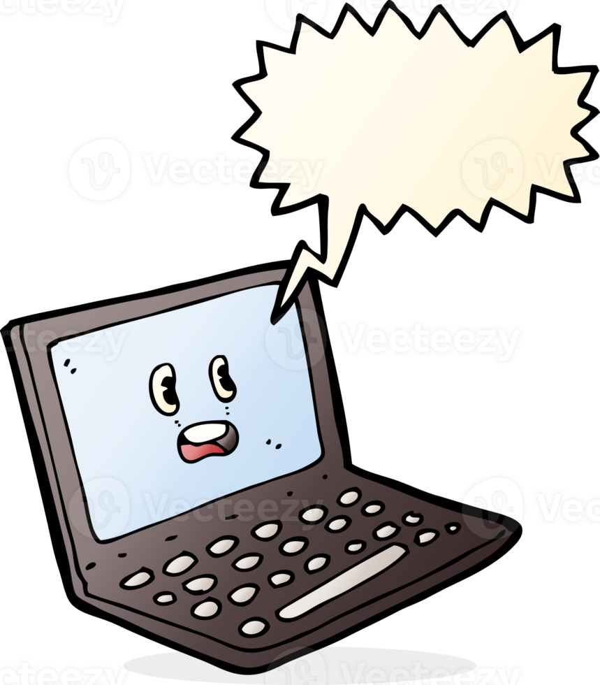 cartoon laptop computer with speech bubble png