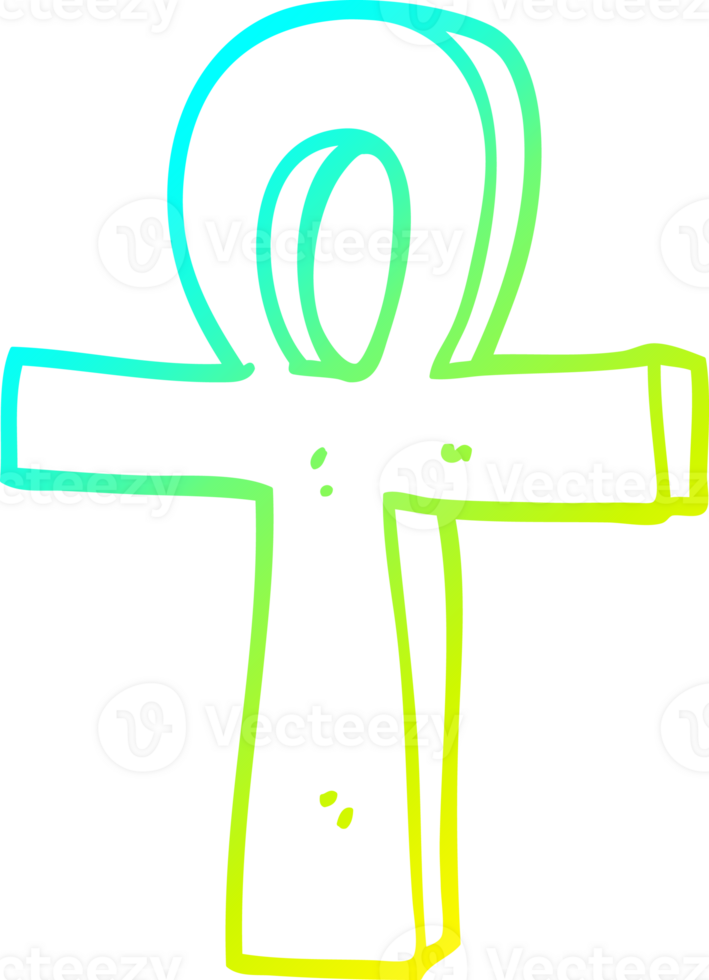 cold gradient line drawing of a cartoon of an ankh png