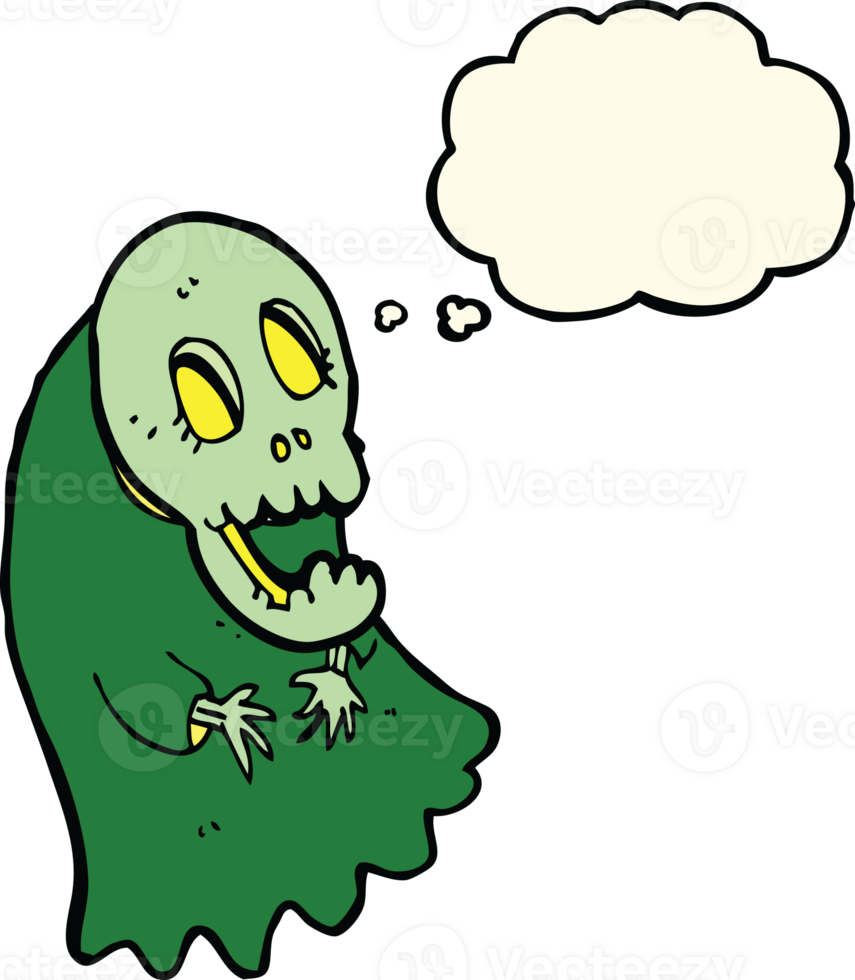 cartoon spooky ghoul with thought bubble png