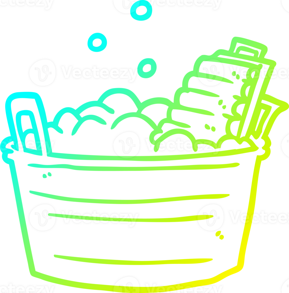 cold gradient line drawing of a old laundry washboard and bucket png