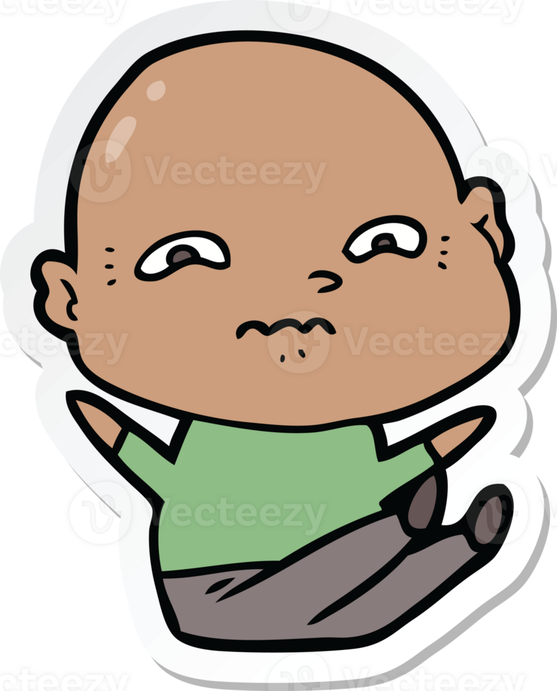 sticker of a cartoon nervous man png