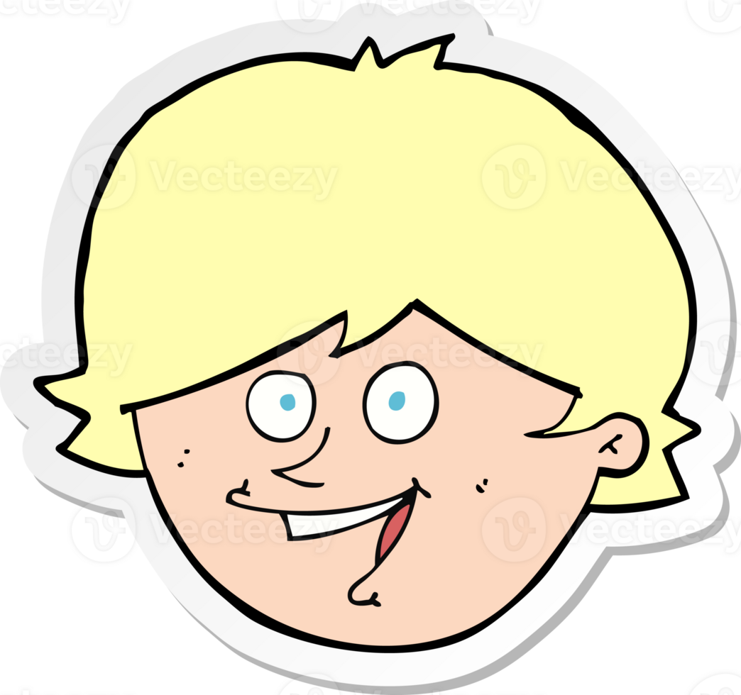 sticker of a cartoon happy boy face png