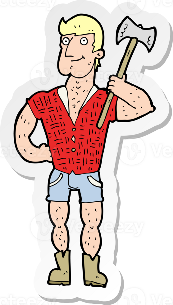sticker of a cartoon lumberjack png