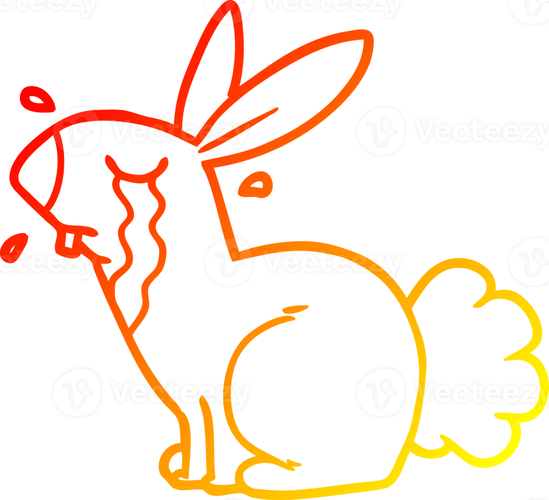 warm gradient line drawing of a cartoon bunny rabbit crying png