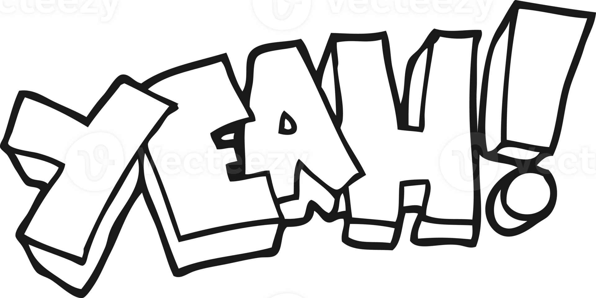 yeah  hand drawn black and white cartoon shout png