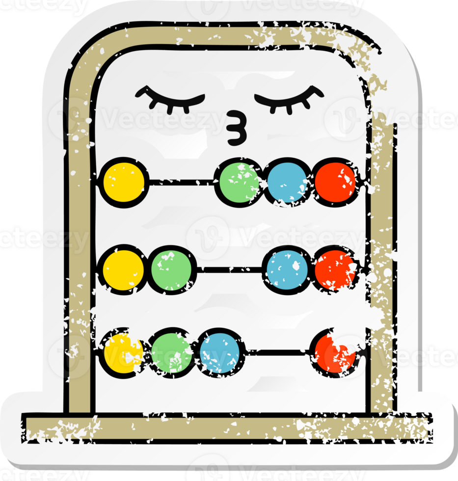 distressed sticker of a cute cartoon abacus png