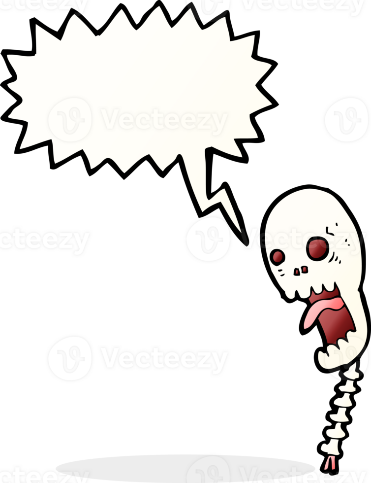 funny cartoon skull with speech bubble png