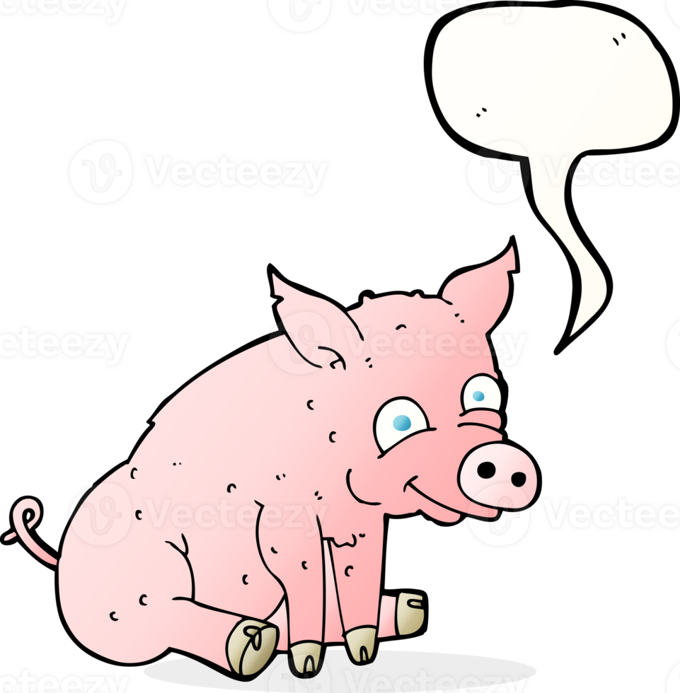 cartoon happy pig with speech bubble png