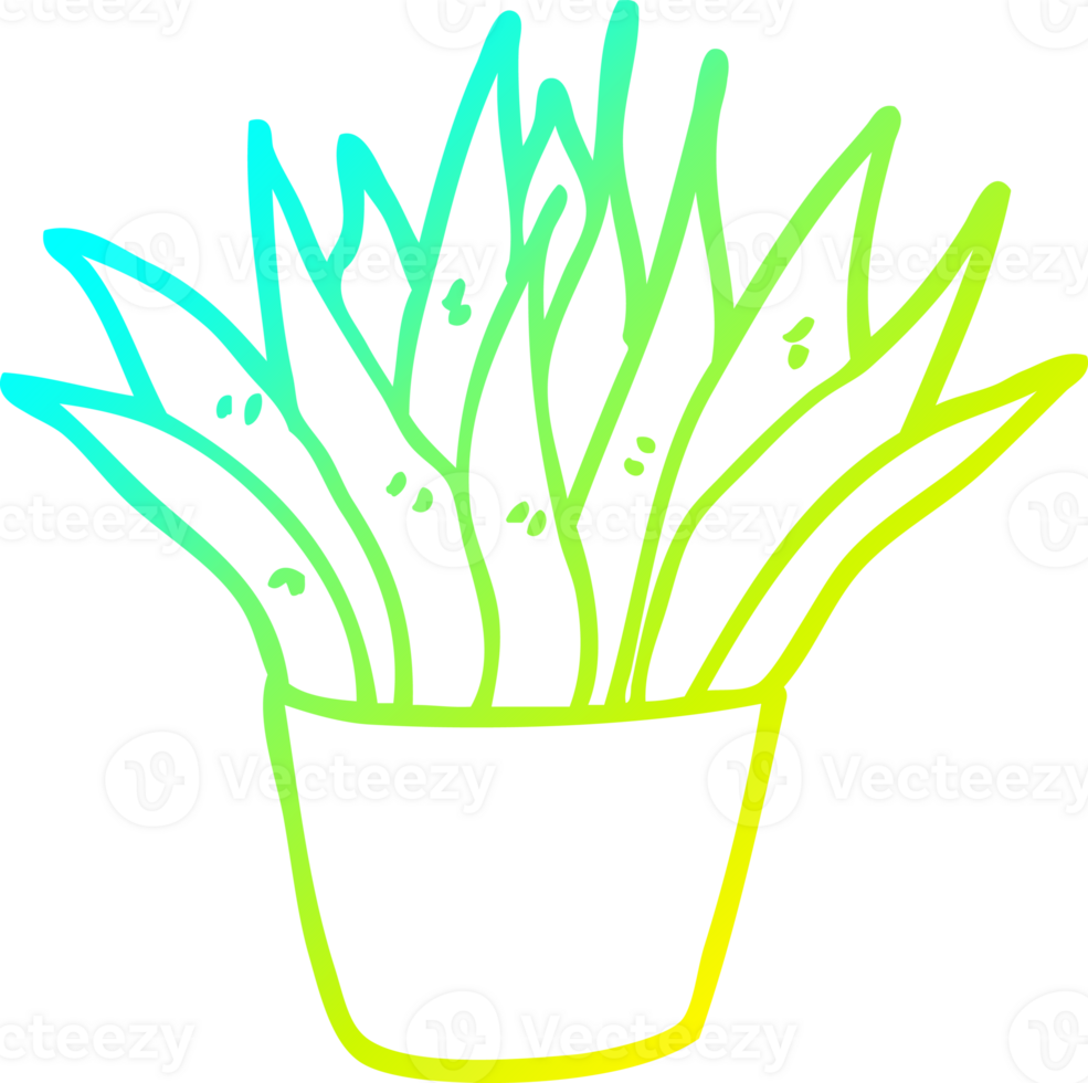 cold gradient line drawing of a cartoon house plant png
