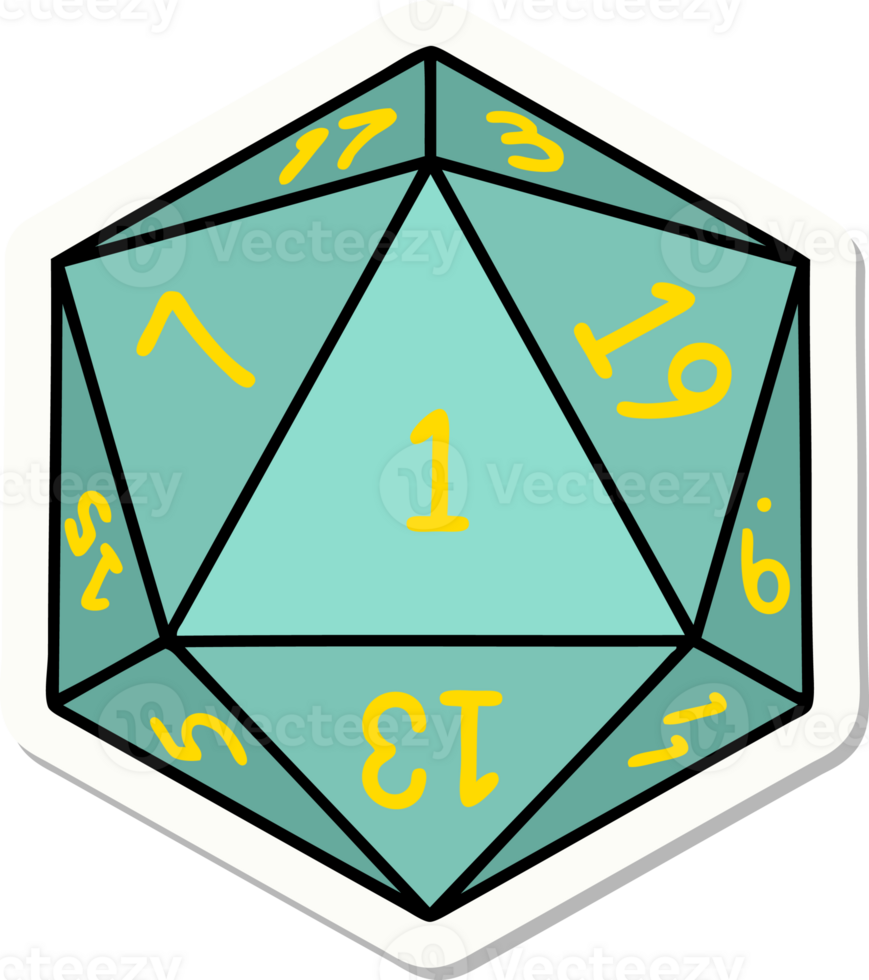 sticker of a natural 1 D20 dice roll png