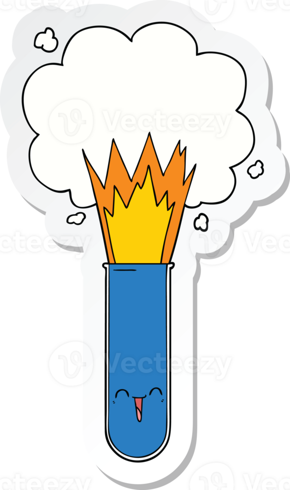 sticker of a cartoon exploding chemicals in test tube png