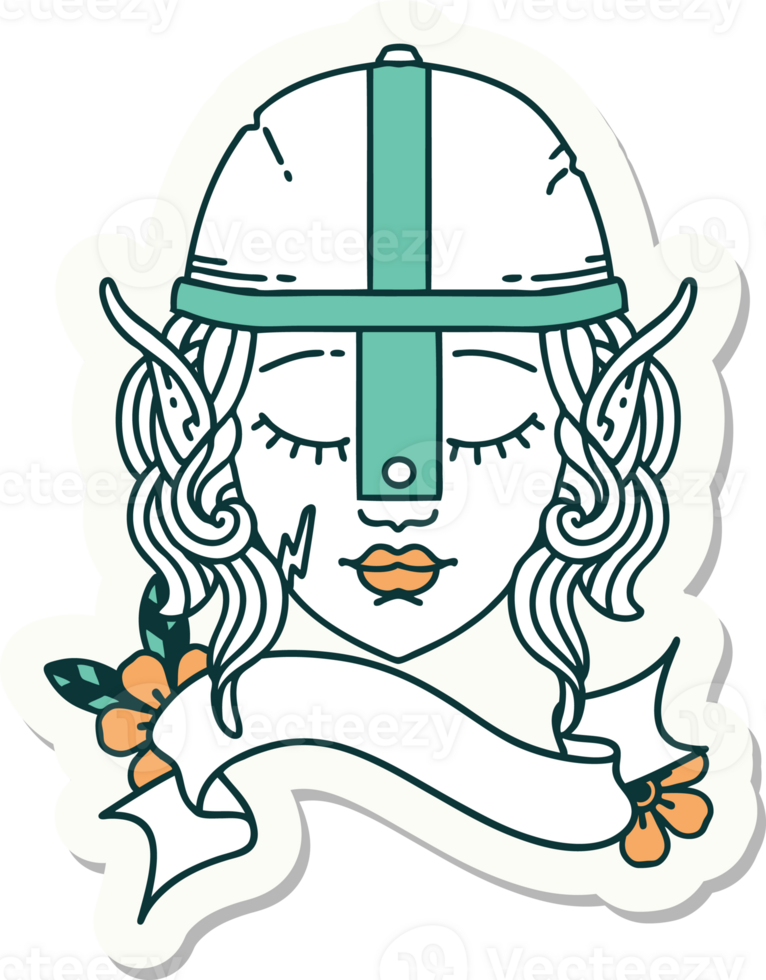 sticker of a elf fighter character face png