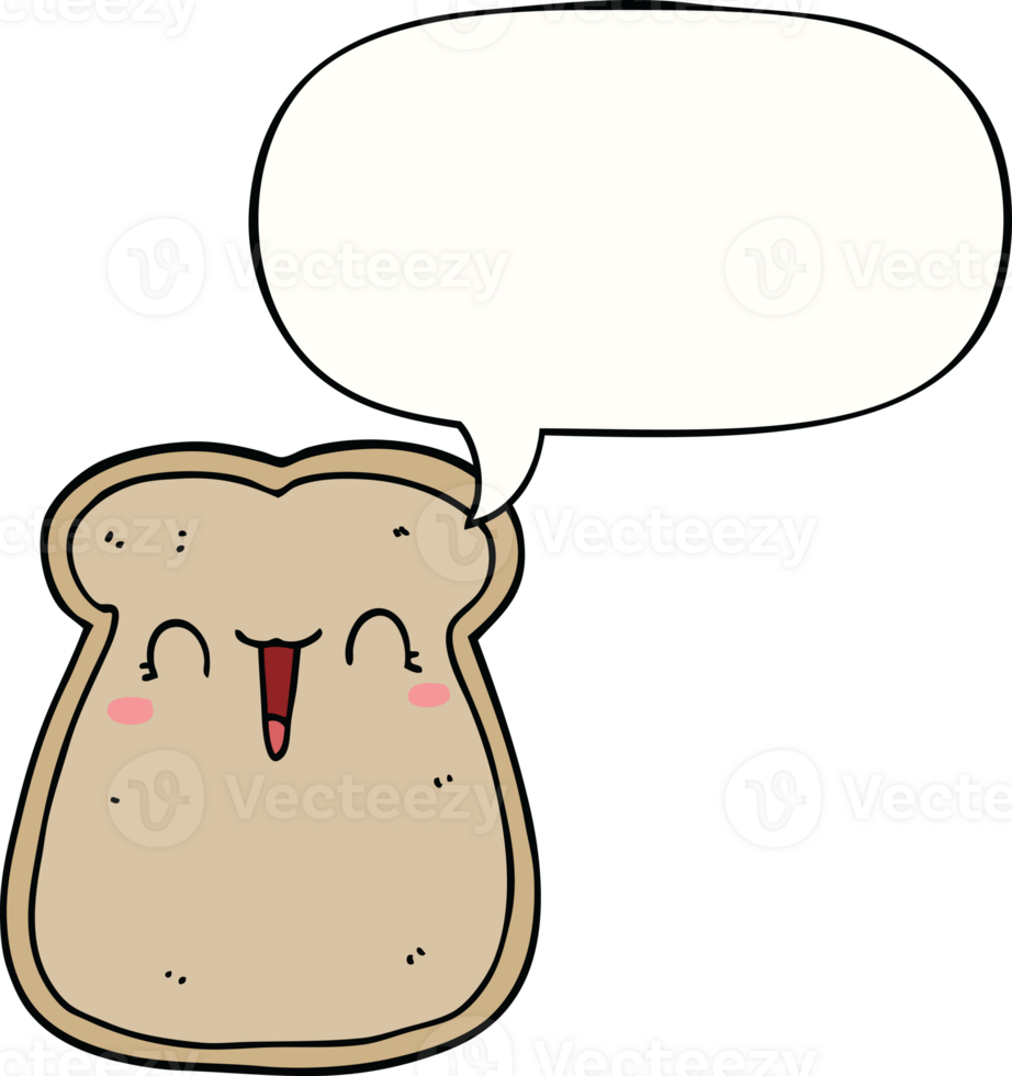 cute cartoon slice of toast with speech bubble png