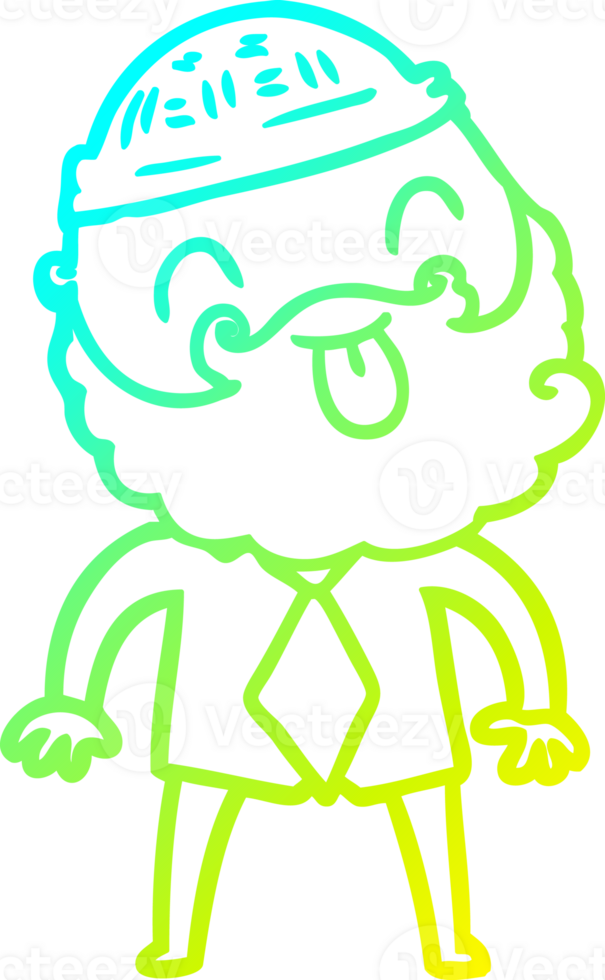 cold gradient line drawing of a man with beard with hat and shirt png