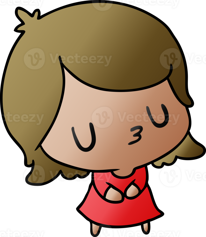 gradient cartoon illustration of a cute kawaii girl png