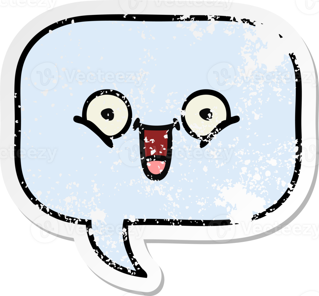 distressed sticker of a cute cartoon speech bubble png