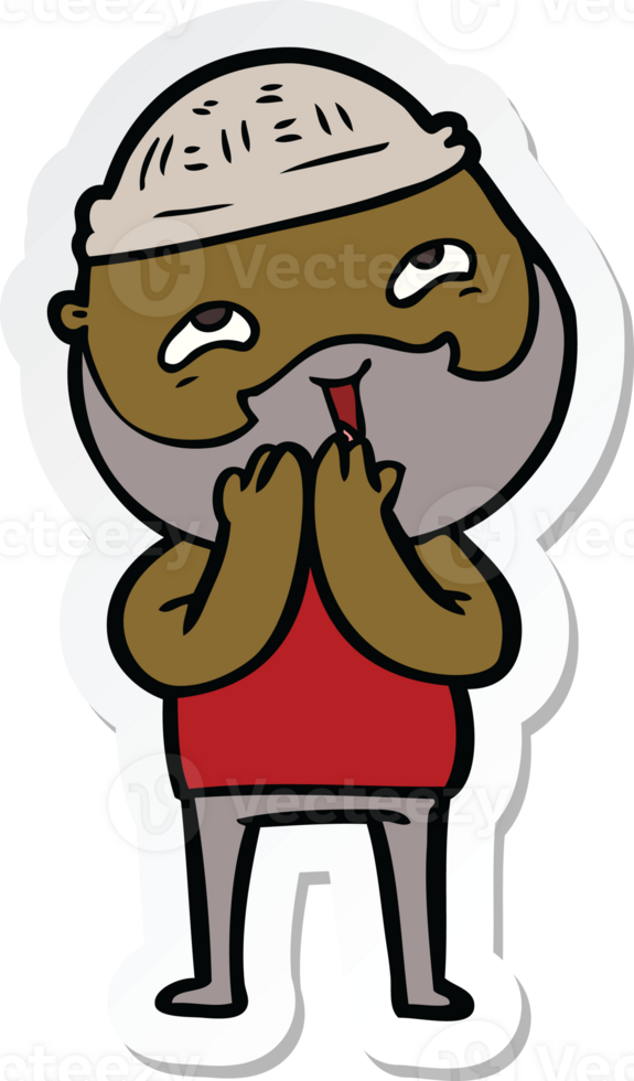 sticker of a cartoon happy bearded man png