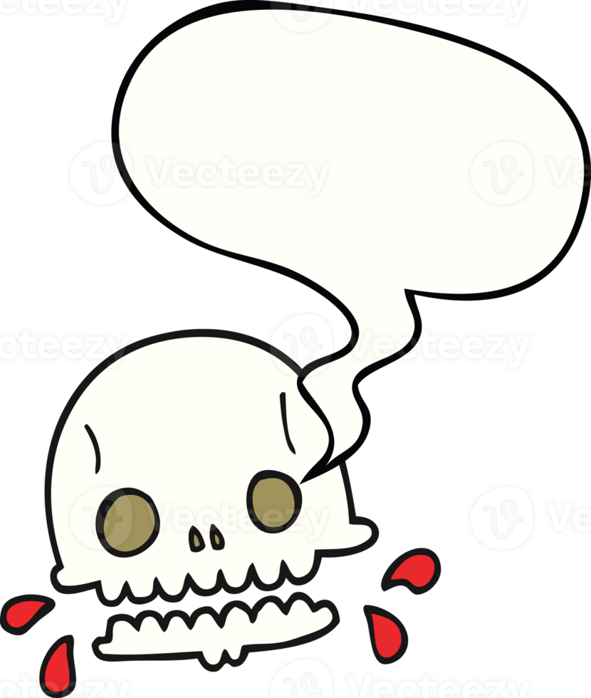 cartoon spooky skull with speech bubble png
