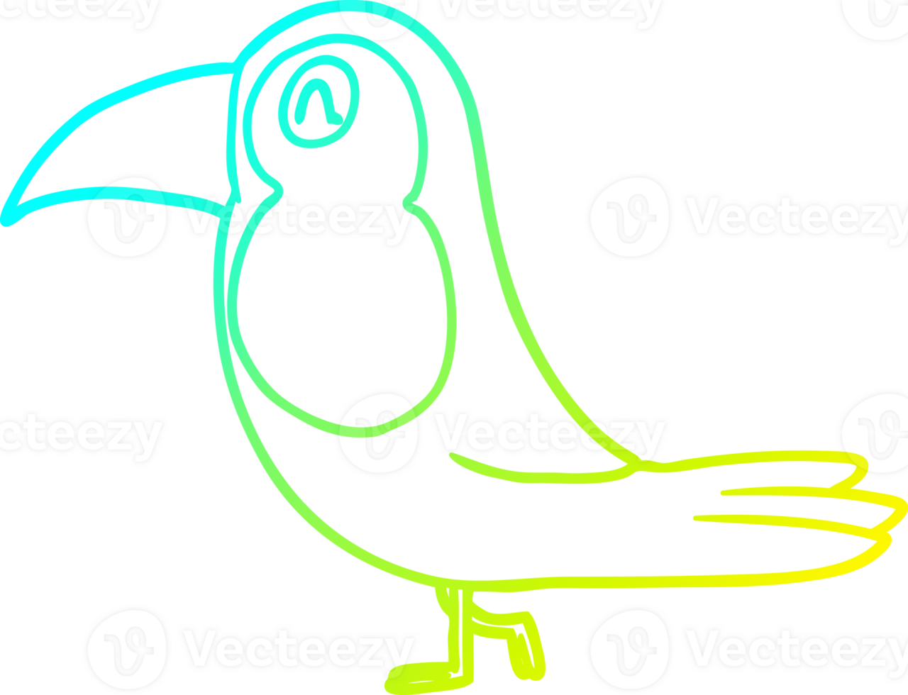 cold gradient line drawing of a cartoon toucan png