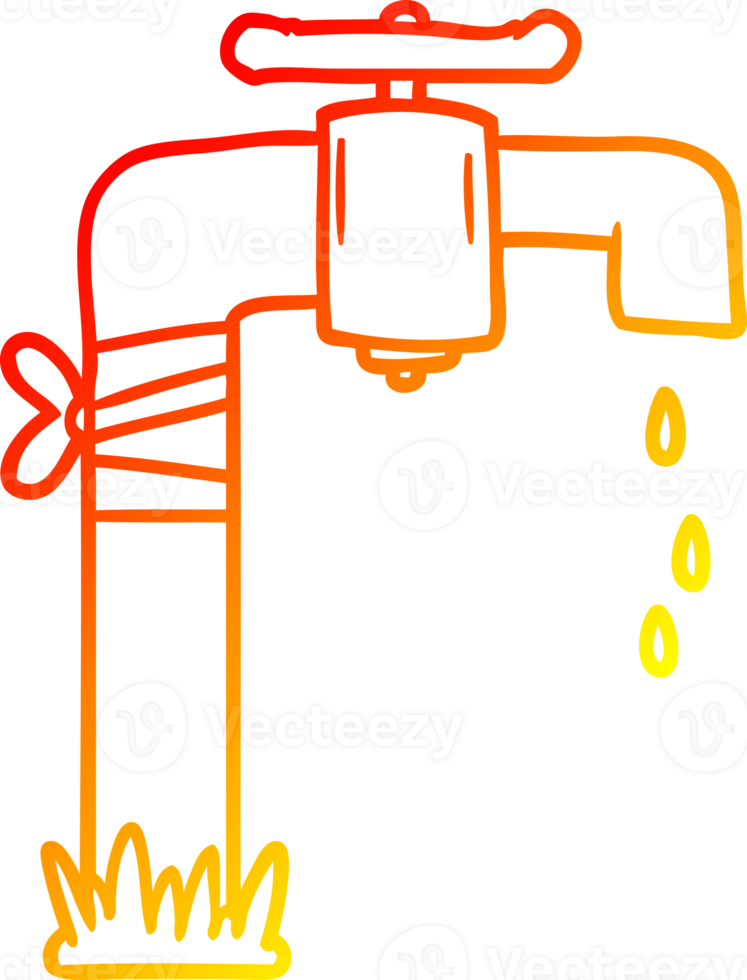 warm gradient line drawing of a cartoon old water tap png