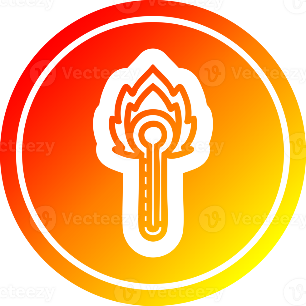 flaming thermometer circular icon with warm gradient finish png