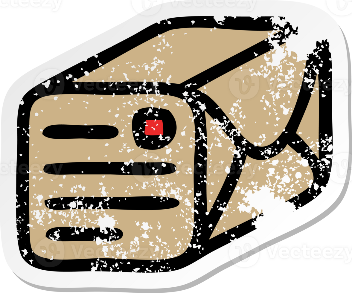 distressed sticker of a cute cartoon paper parcel png