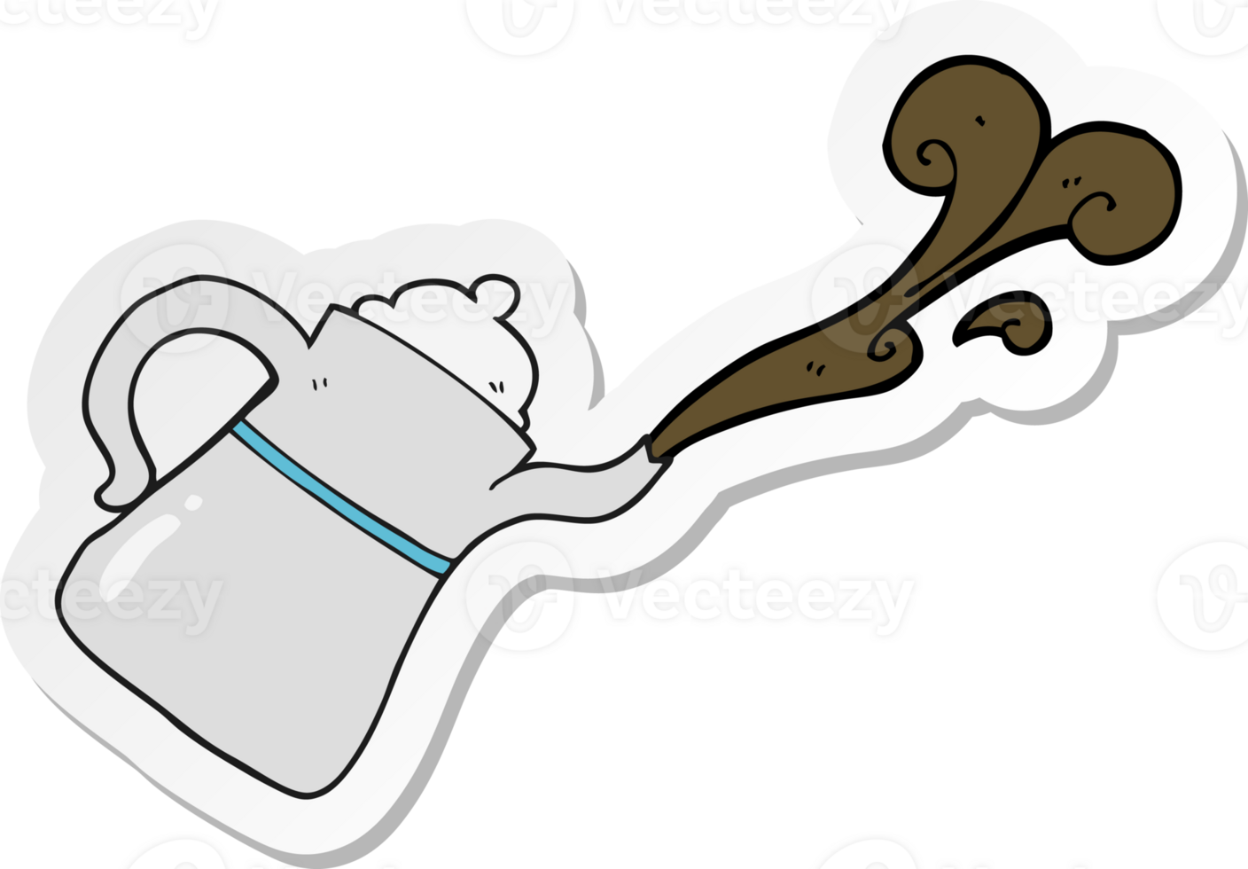sticker of a cartoon coffee pot pouring png
