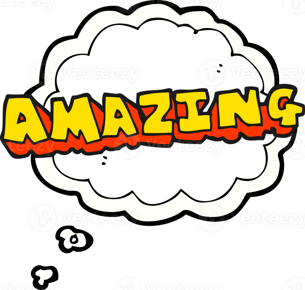 hand drawn thought bubble cartoon amazing word png
