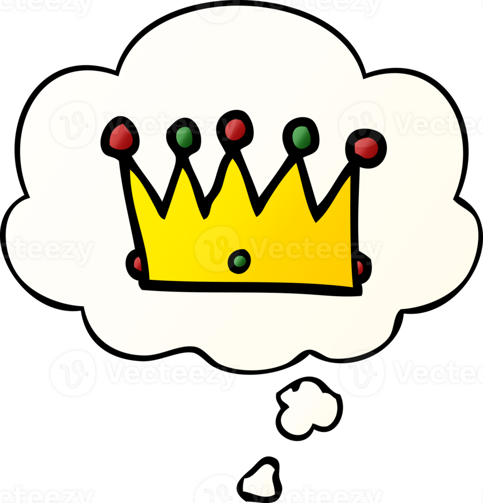 cartoon crown with thought bubble in smooth gradient style png