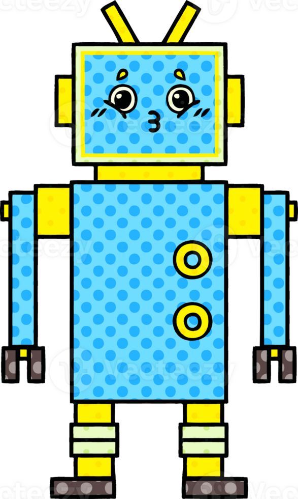 comic book style cartoon of a robot png