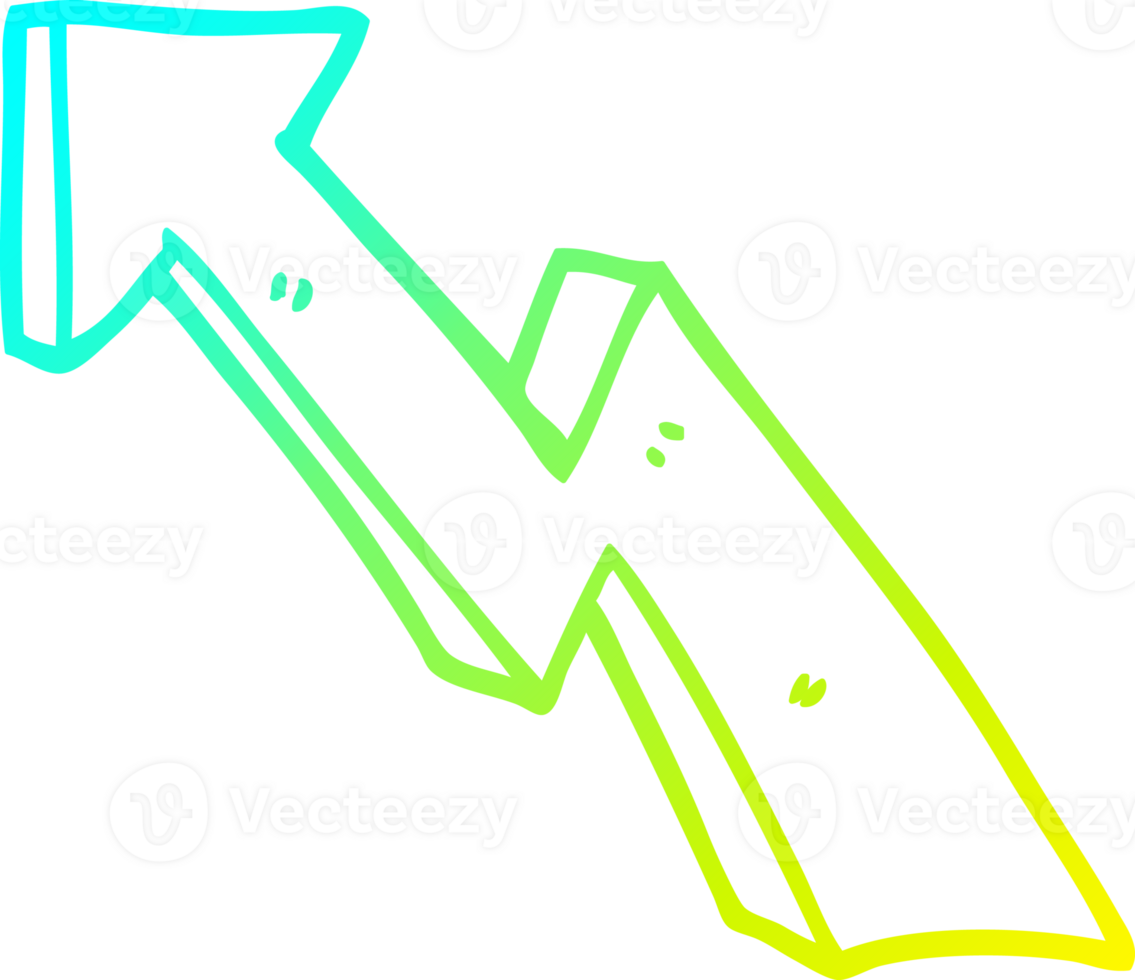 cold gradient line drawing of a cartoon rising arrow png
