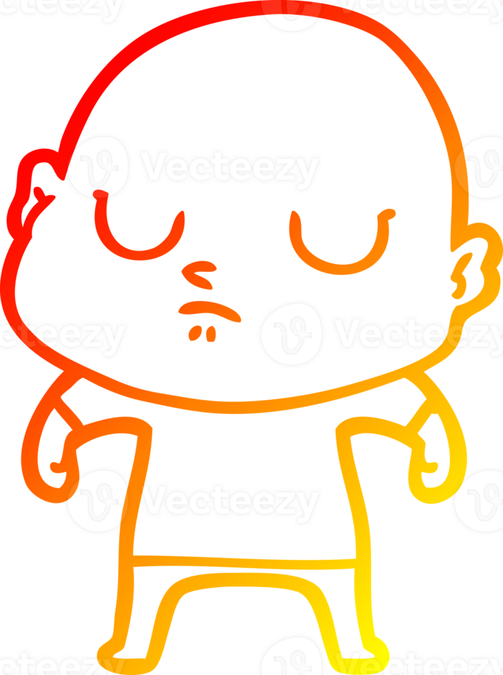 warm gradient line drawing of a cartoon bald man png