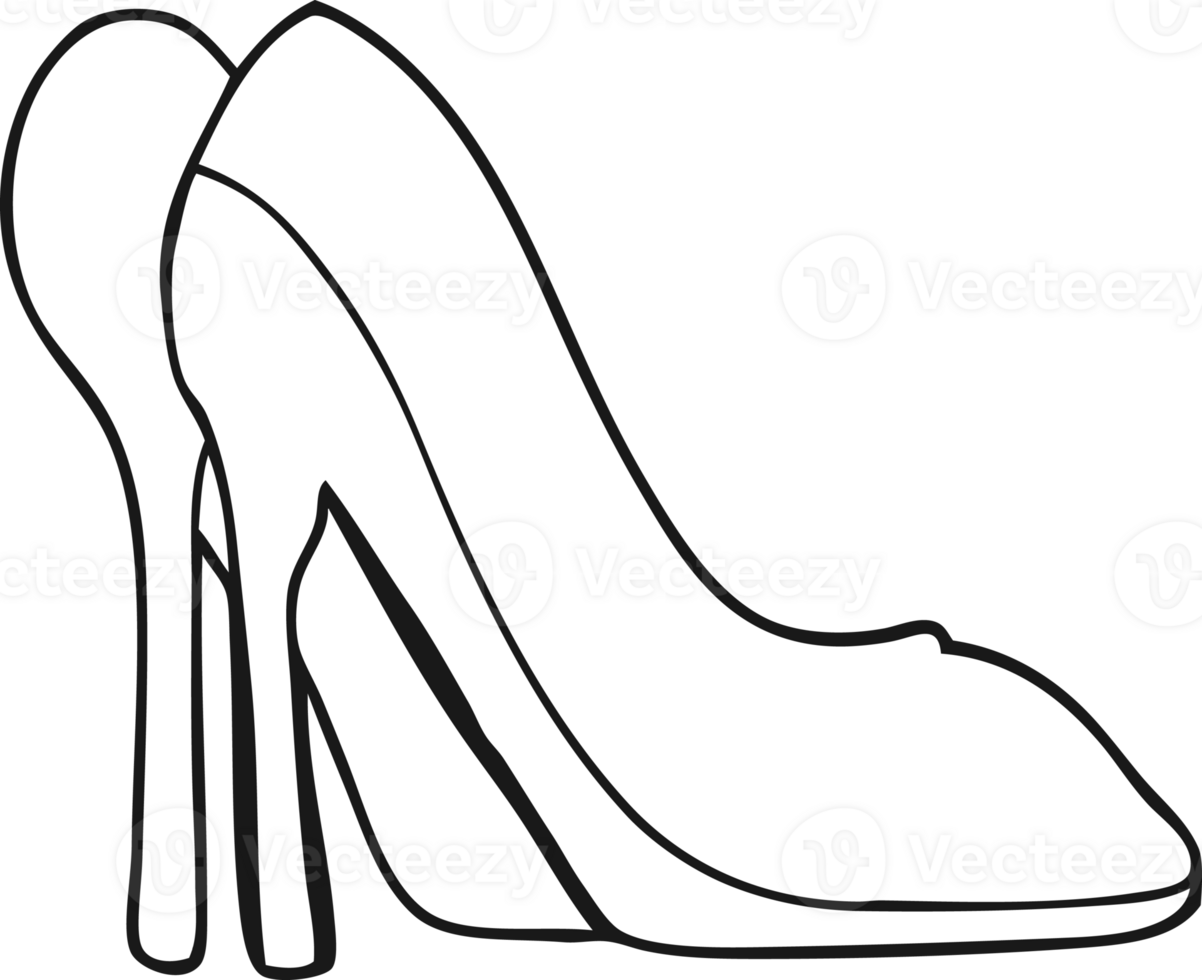 hand drawn black and white cartoon high heel shoes png