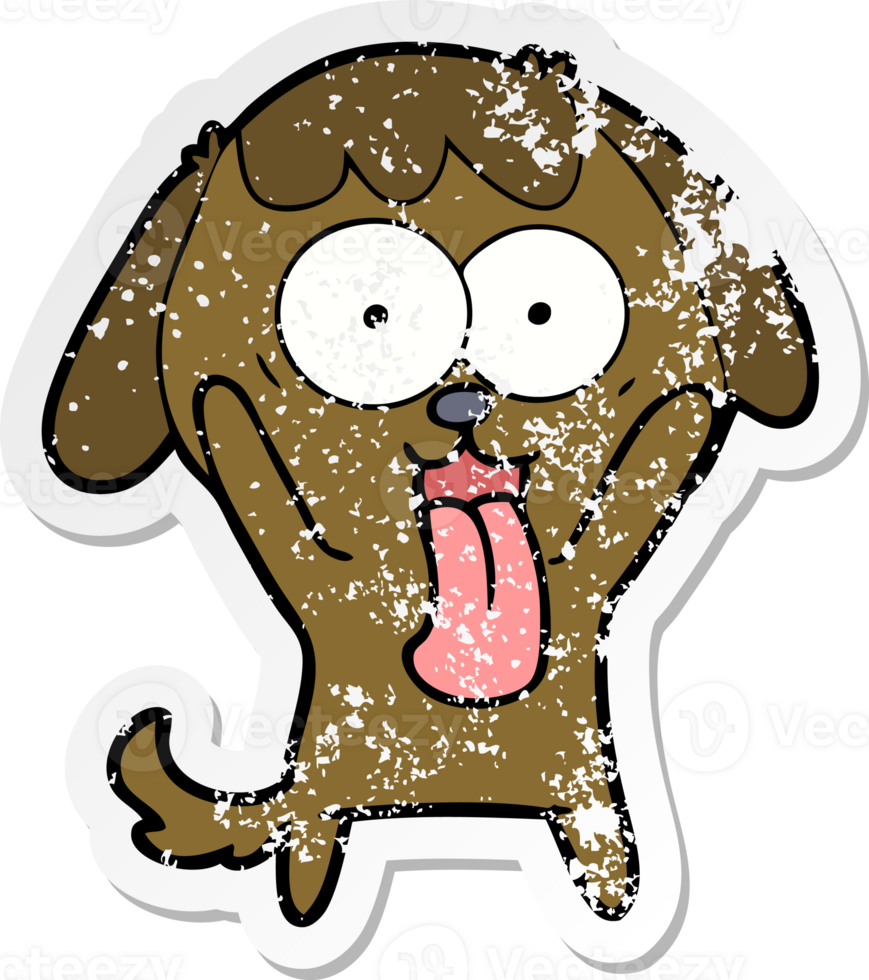 distressed sticker of a cute cartoon dog png