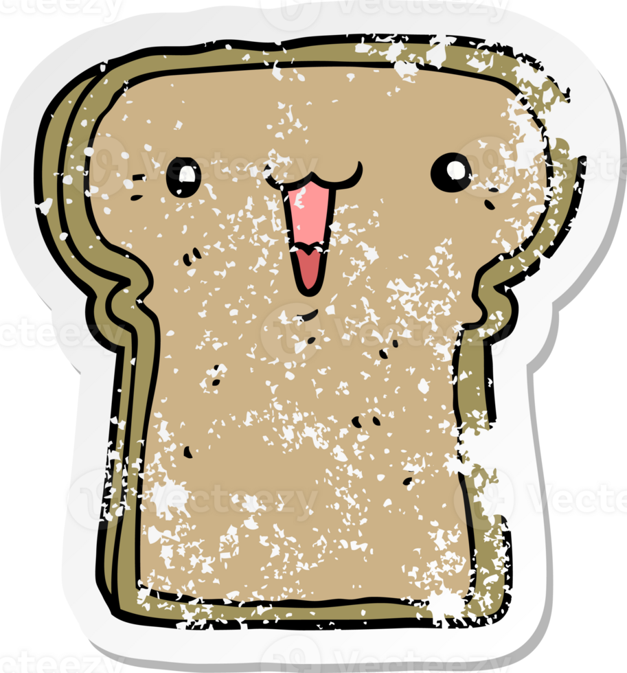 distressed sticker of a cute cartoon toast png