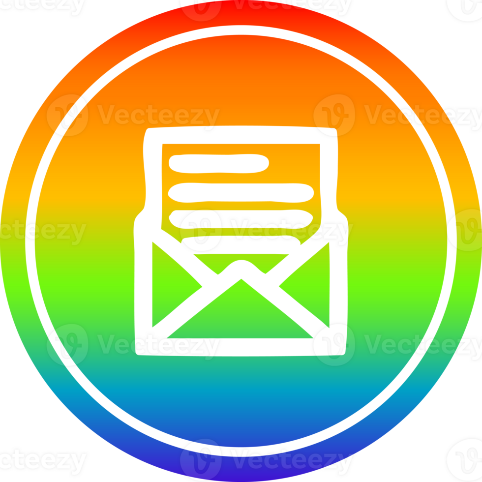 envelope letter circular icon with rainbow gradient finish png
