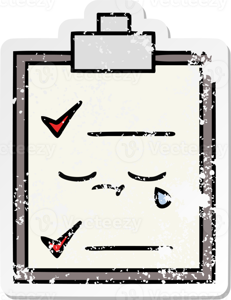 distressed sticker of a cute cartoon check list png
