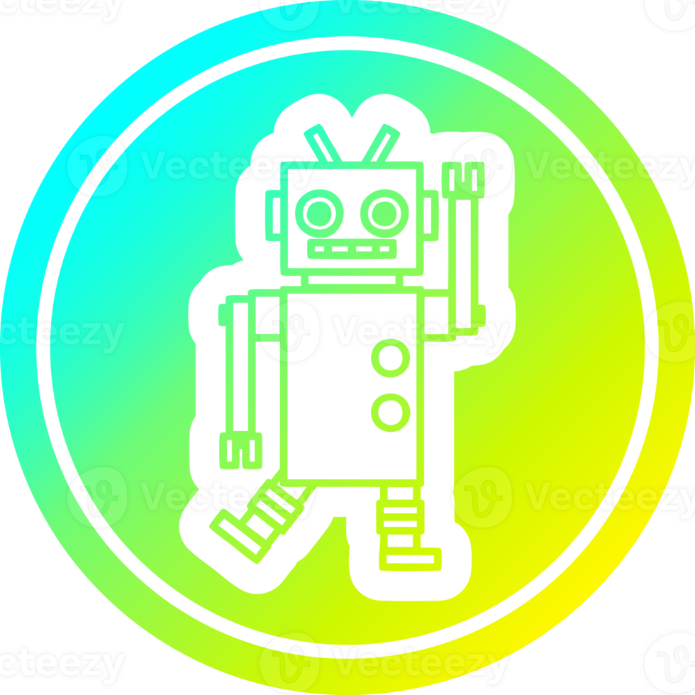 dancing robot circular icon with cool gradient finish png