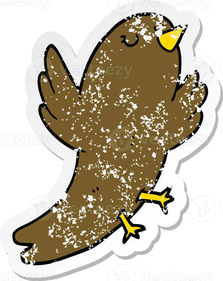 distressed sticker of a cartoon bird png