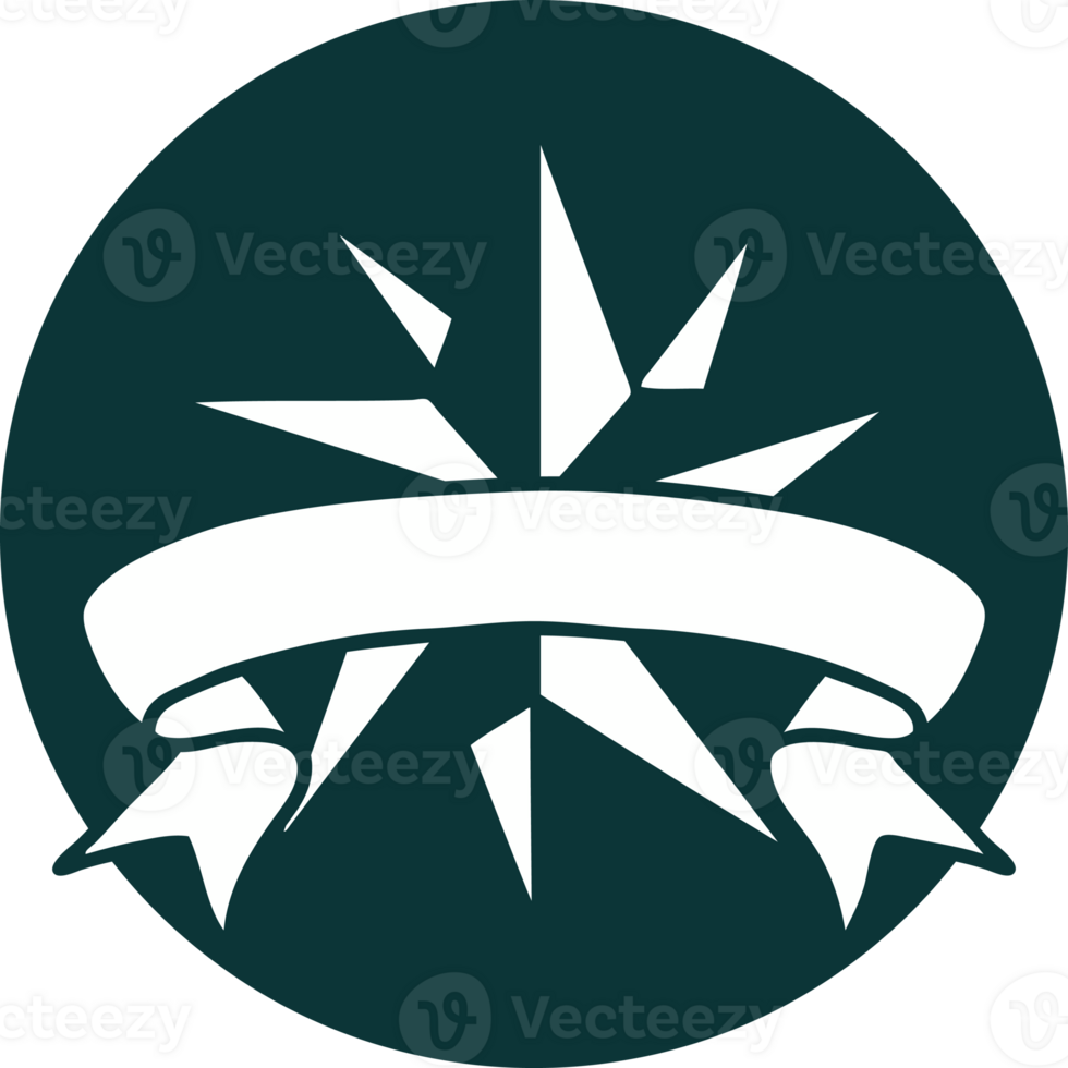 tattoo style icon with banner of a star png