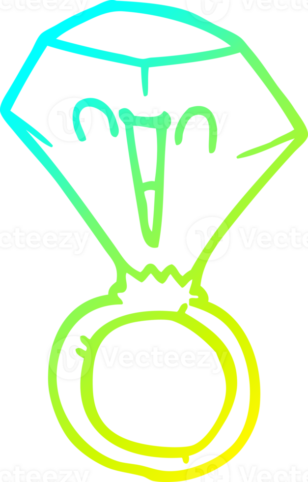cold gradient line drawing of a cartoon happy face ring png
